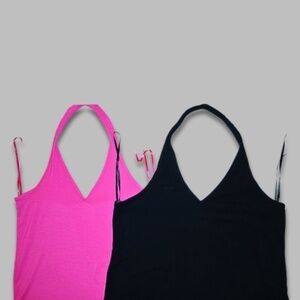 Torrid Two Halter Bundle Tops Soft Stretchy Knit Fabric Black/Pink Women’s US 3X